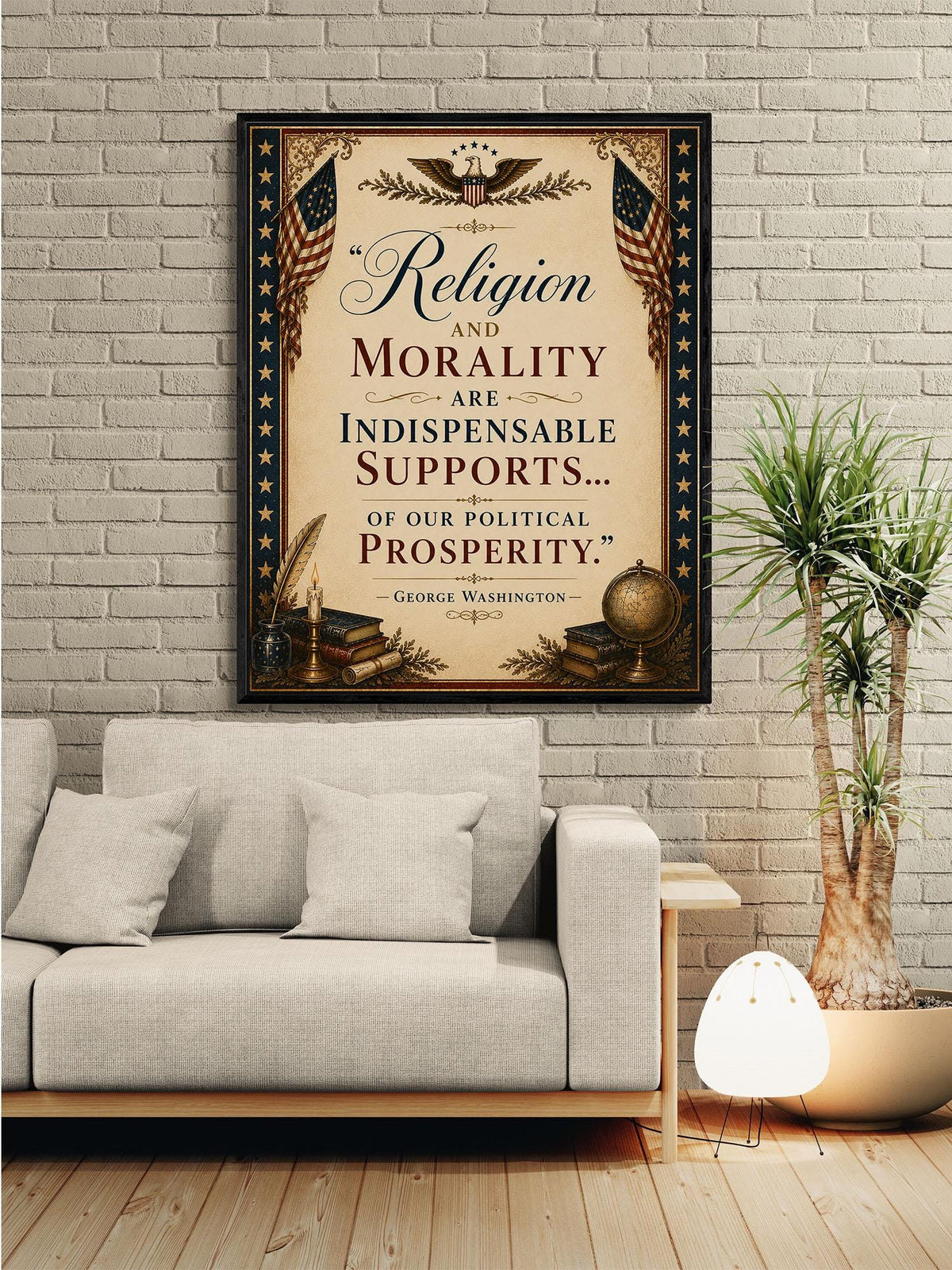 Religion And Morality Art Print | George Washington Quote | American History | USA Home Decor