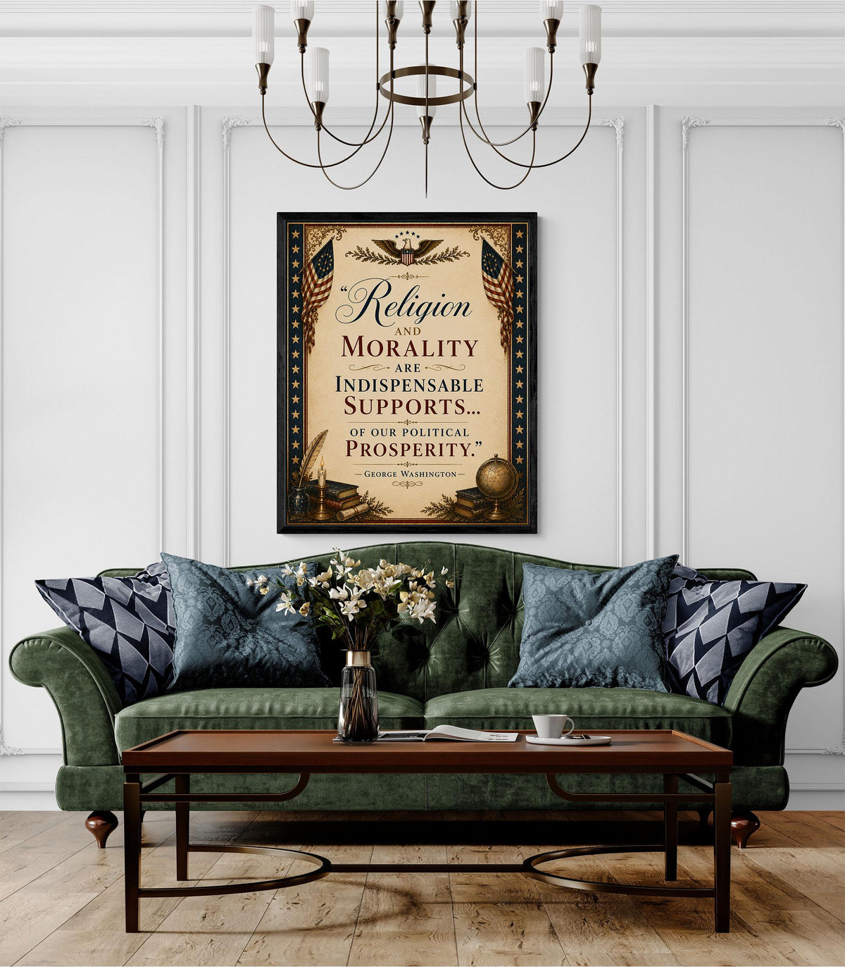 Religion And Morality Art Print | George Washington Quote | American History | USA Home Decor