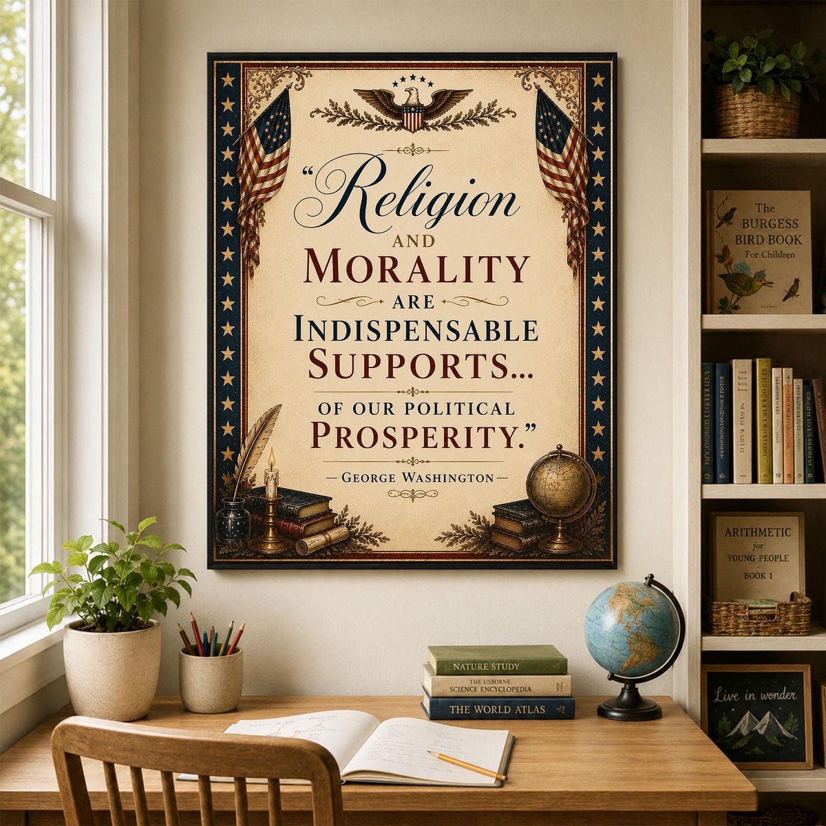 Religion And Morality Art Print | George Washington Quote | American History | USA Home Decor