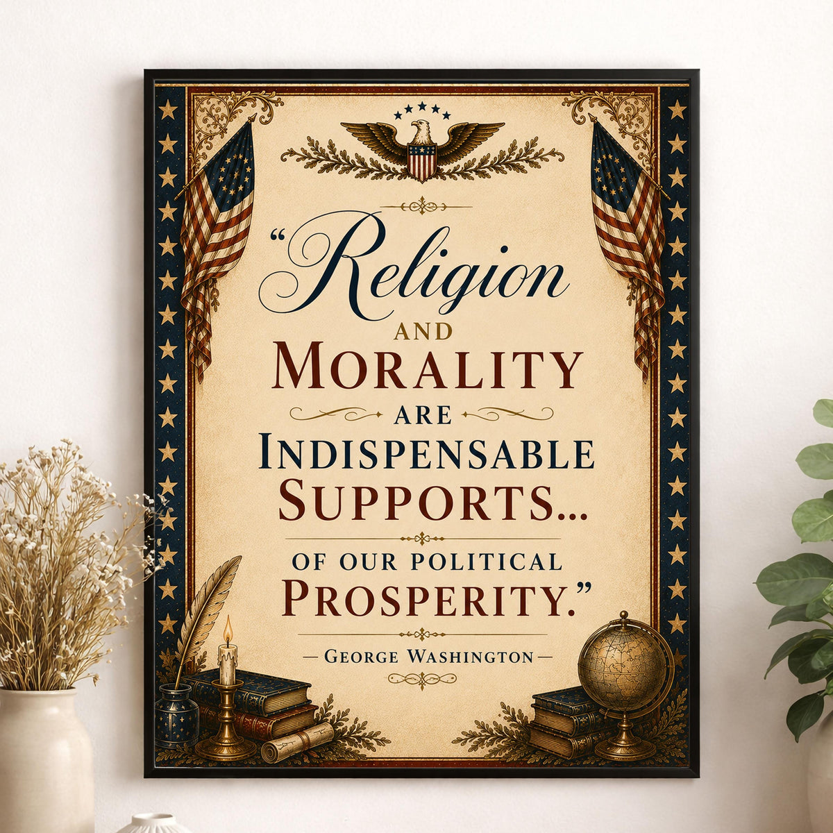 Religion And Morality Art Print | George Washington Quote | American History | USA Home Decor