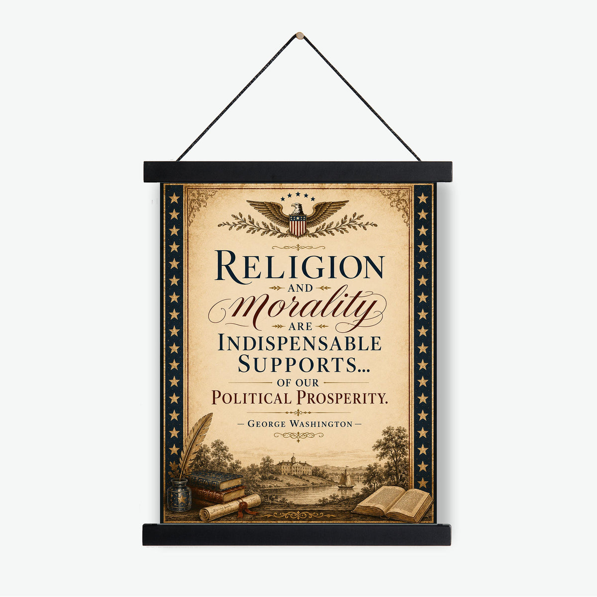 Religion & Morality Art Print | George Washington Quote | American History | USA Home Decor