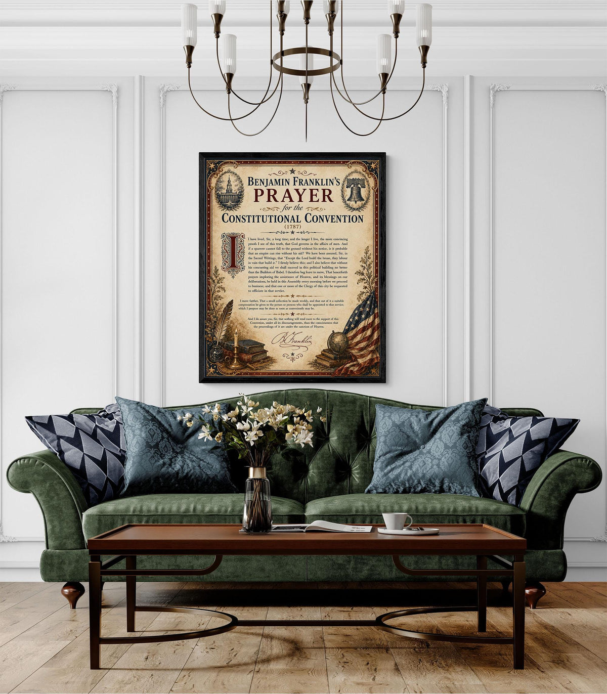 Benjamin Franklin Prayer Art Print | Constitutional Convention | American History | USA Home Decor
