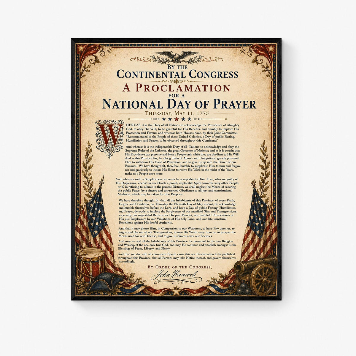 National Day of Prayer Art Print | 1775 Congress Quote | American History | USA Home Decor