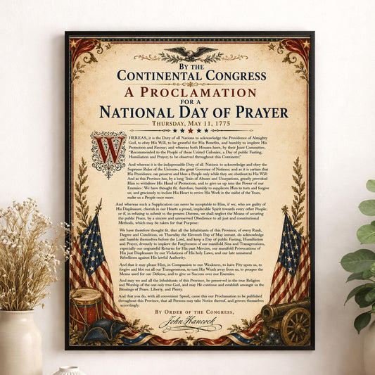 National Day of Prayer Art Print | 1775 Congress Quote | American History | USA Home Decor