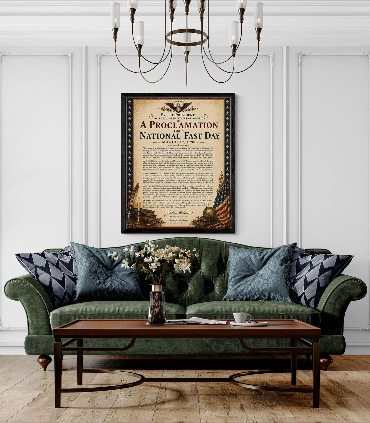 National Fast Day Art Print | 1798 John Adams Quote | American History | USA Home Decor