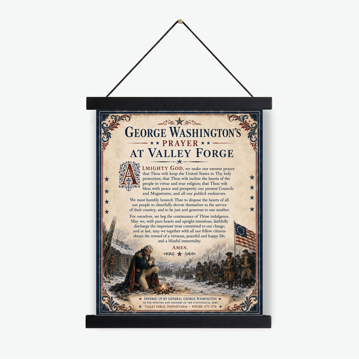 George Washington Prayer Art Print | Valley Forge | American History | USA Home Decor