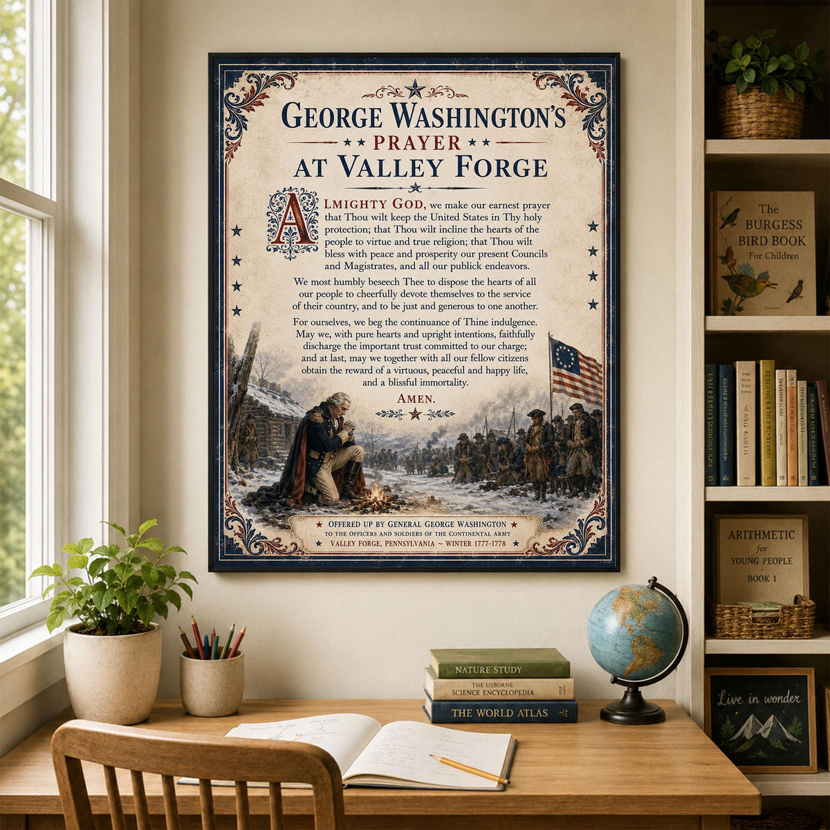 George Washington Prayer Art Print | Valley Forge | American History | USA Home Decor