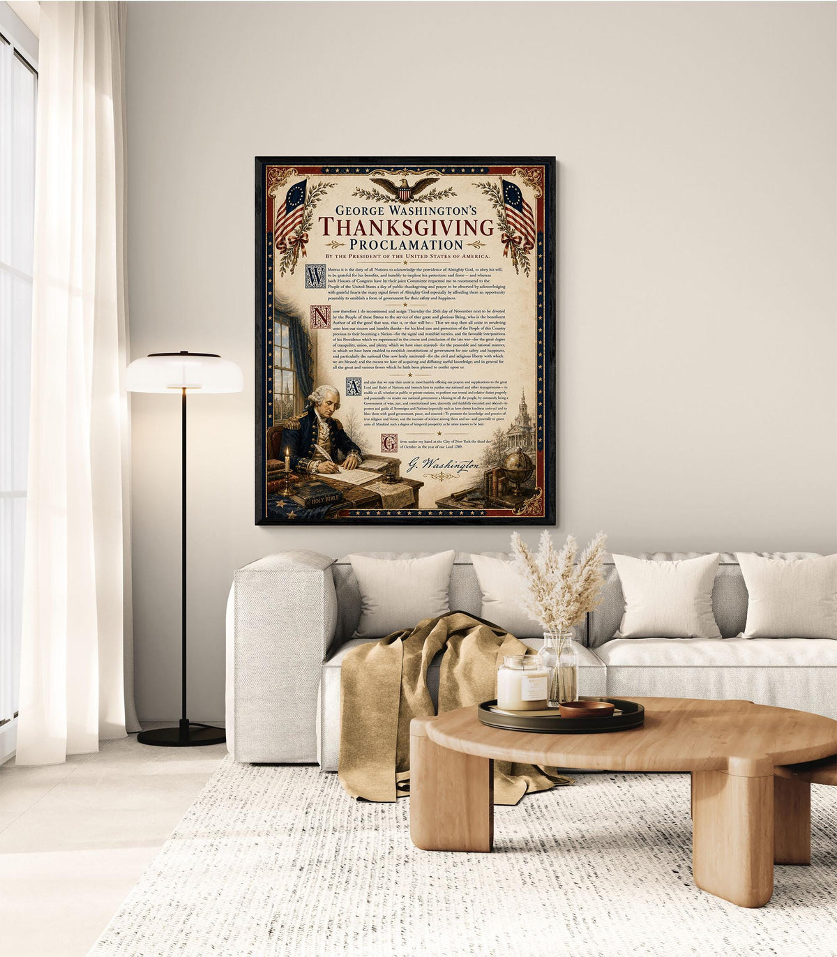 George Washington Thanksgiving Art Print | Patriotic | American History | USA Home Decor