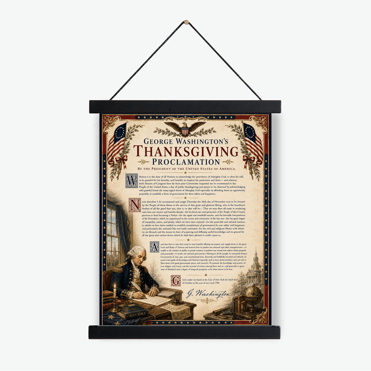 George Washington Thanksgiving Art Print | Patriotic | American History | USA Home Decor