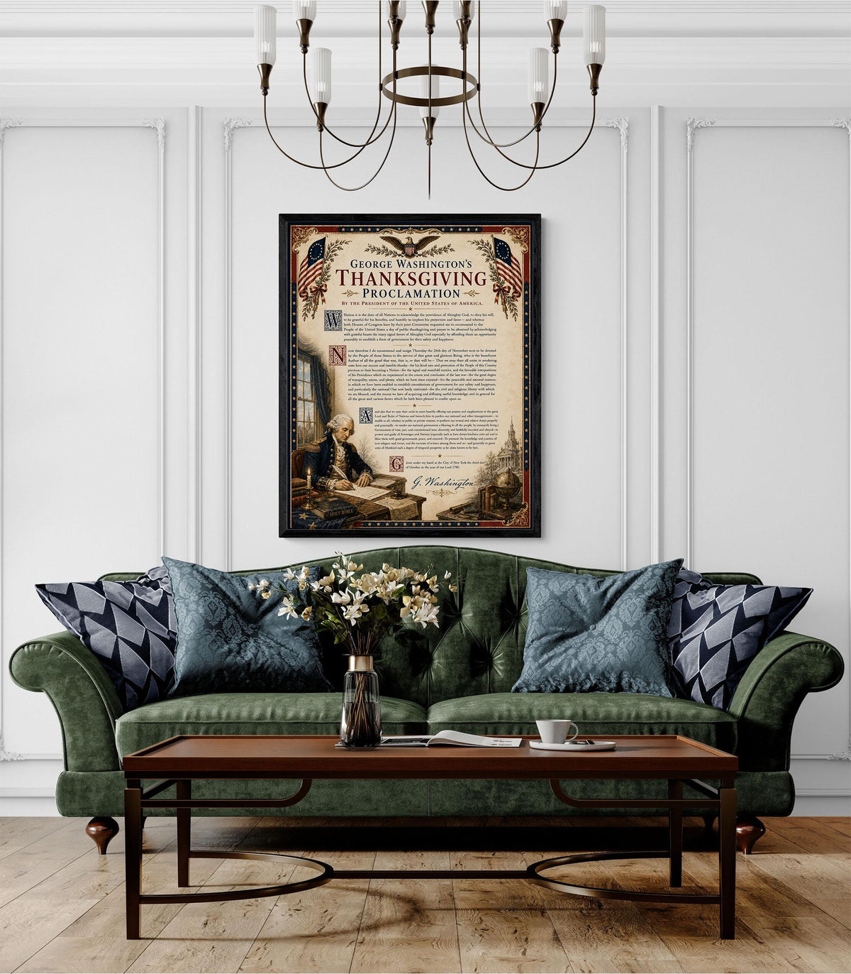 George Washington Thanksgiving Art Print | Patriotic | American History | USA Home Decor