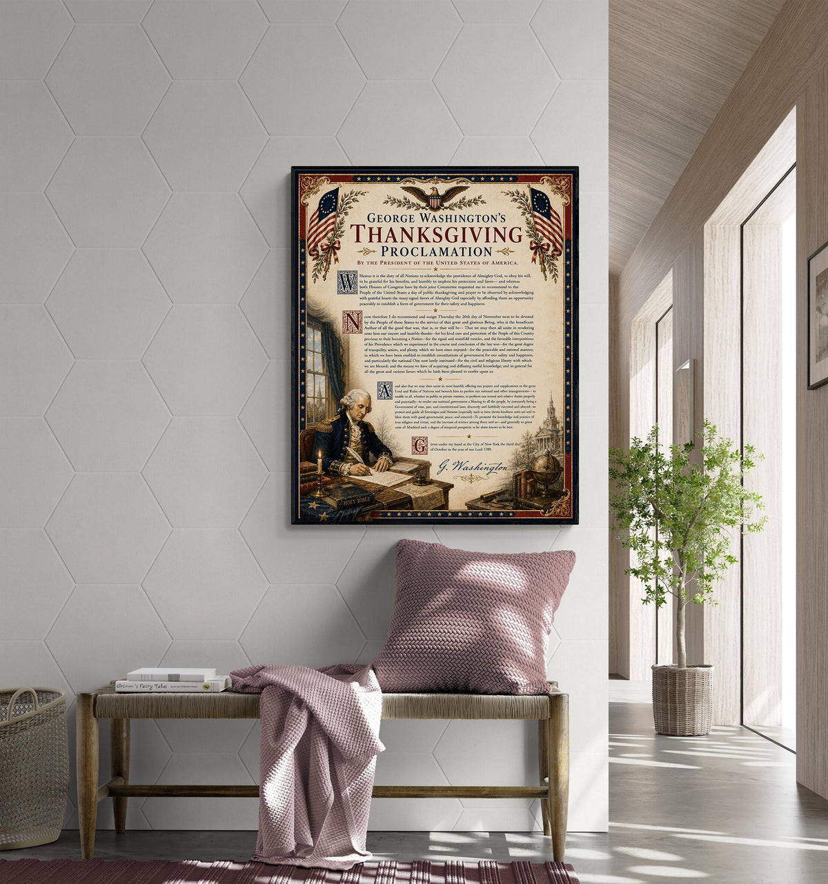 George Washington Thanksgiving Art Print | Patriotic | American History | USA Home Decor