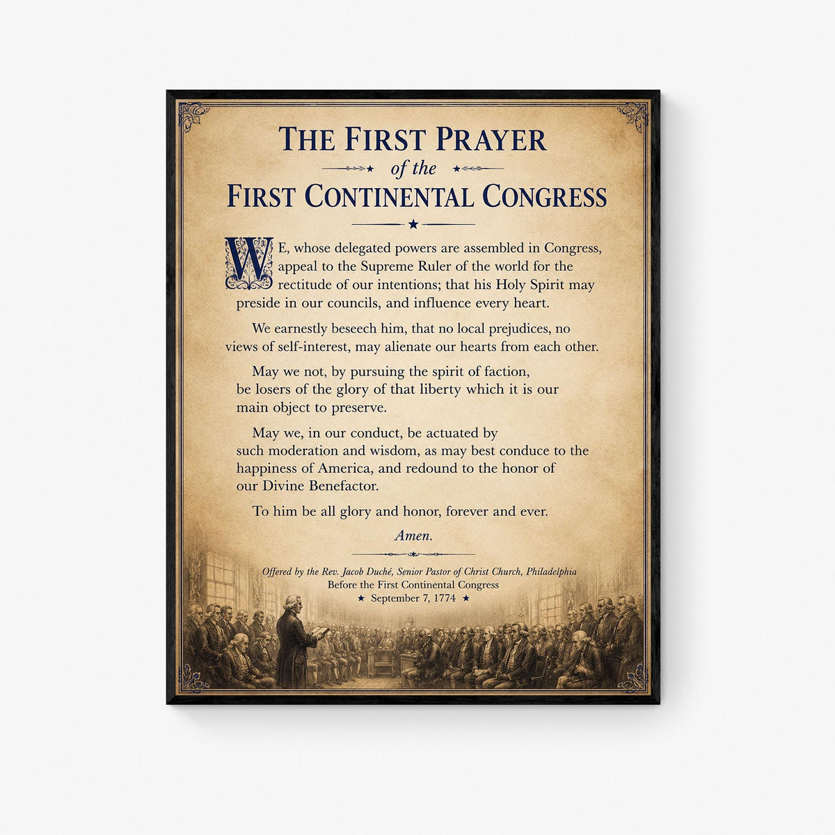First Prayer of the Continental Congress Art Print | American History | USA Home Decor