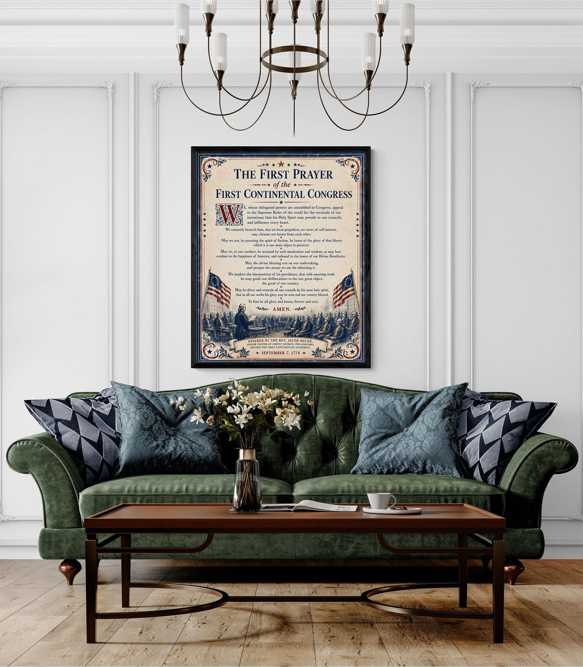 First Prayer of the Continental Congress Art Print | American 1776 History | USA Home Decor