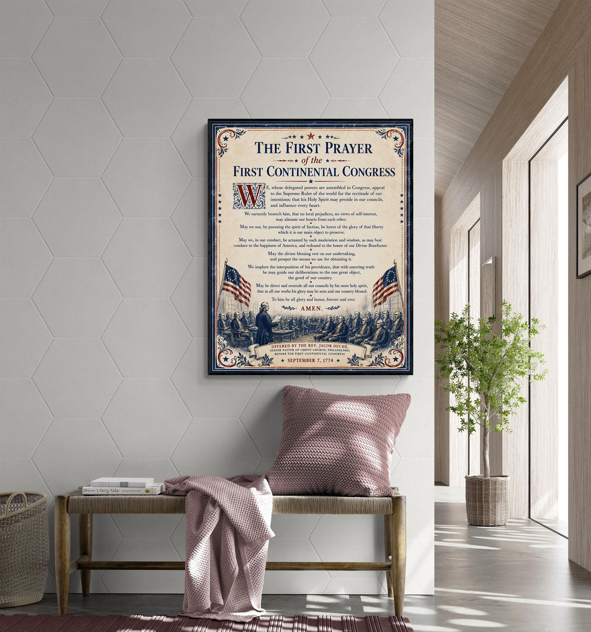First Prayer of the Continental Congress Art Print | American 1776 History | USA Home Decor