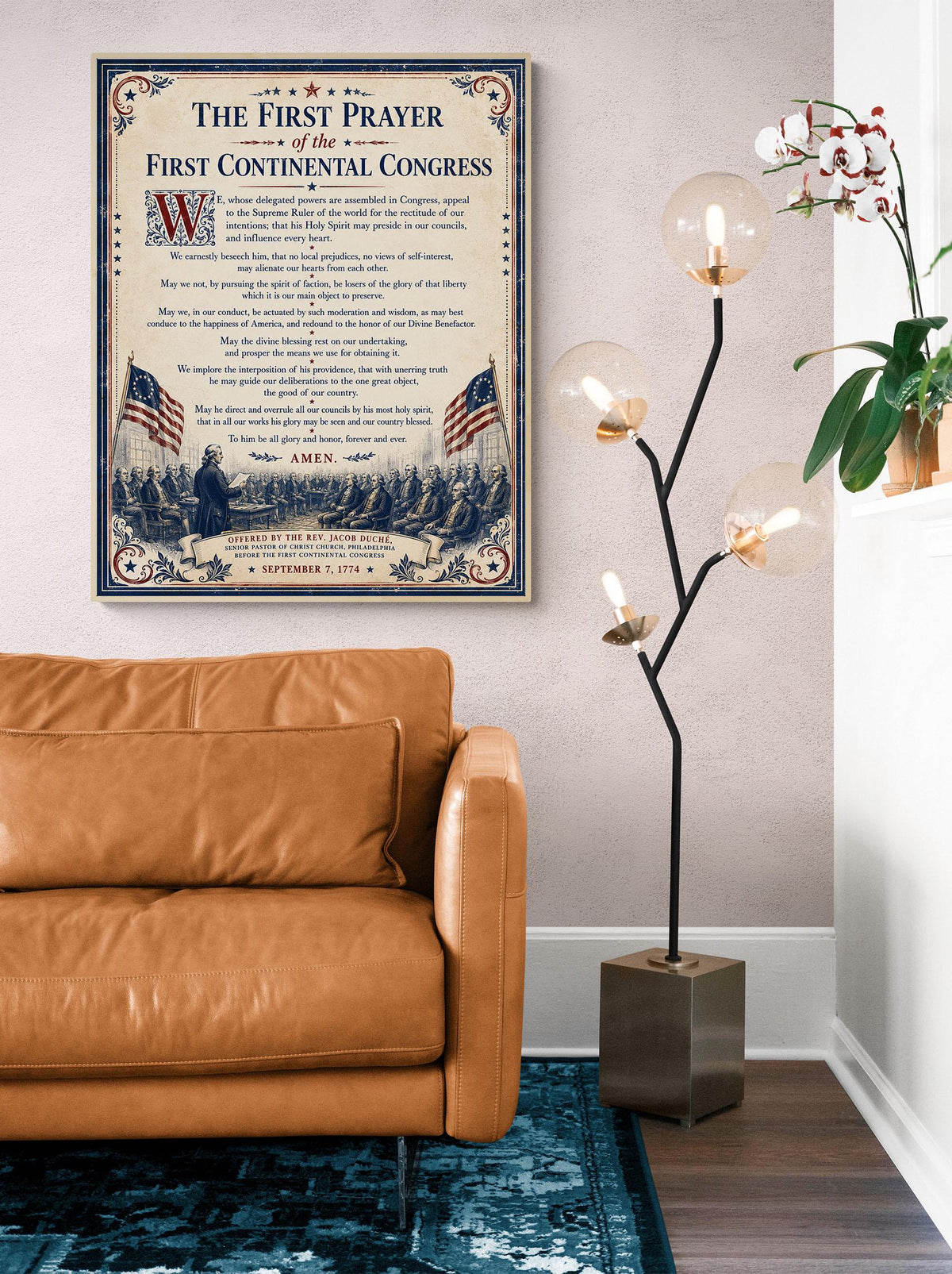 First Prayer of the Continental Congress Art Print | American 1776 History | USA Home Decor
