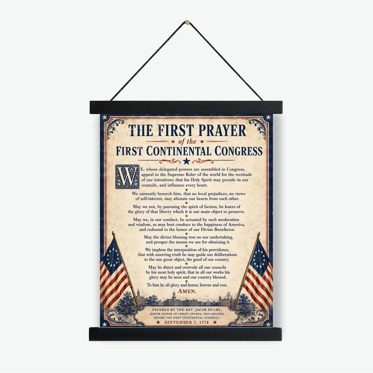 First Continental Congress Prayer Art Print | American 1774 History | USA Home Decor