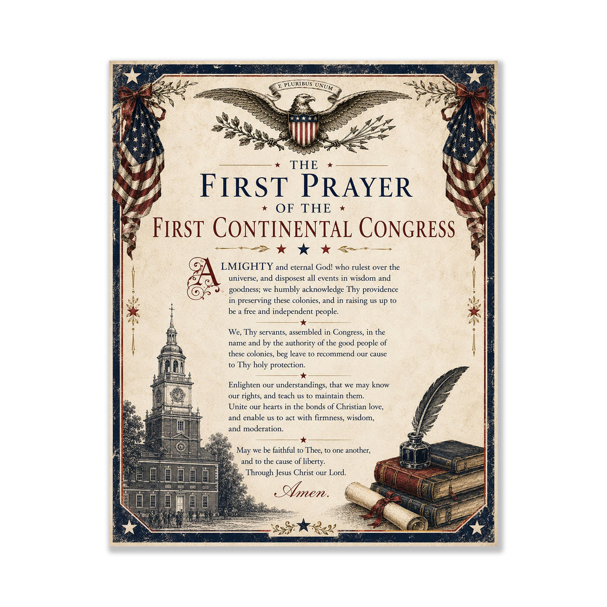 First Continental Congress Prayer Art Print | American History | USA Home Decor