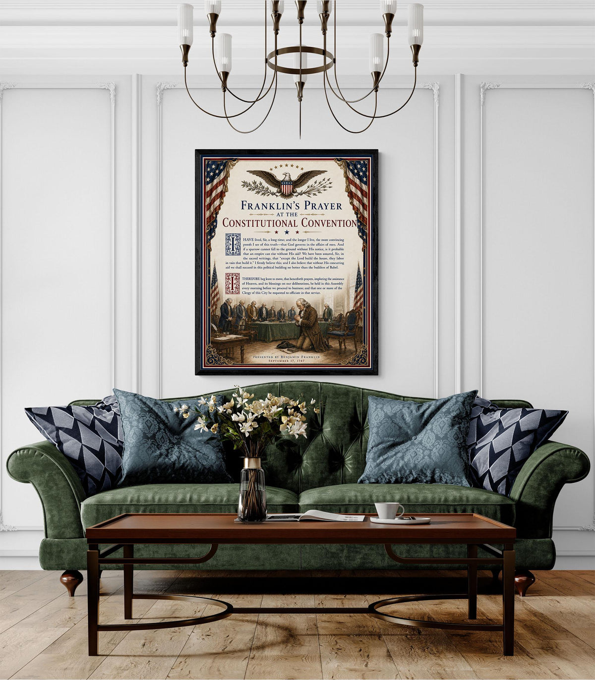 Benjamin Franklin Prayer Art Print | 1787 Constitutional Convention | American History | USA Home Decor