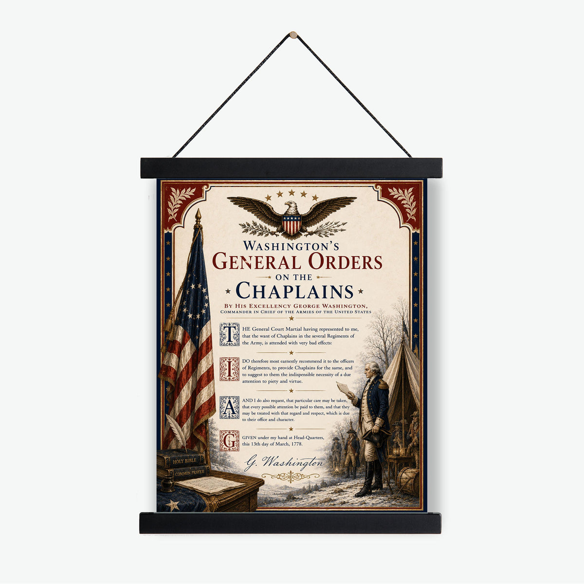 General Orders On The Chaplains Art Print | 1778 George Washington | USA Home Decor