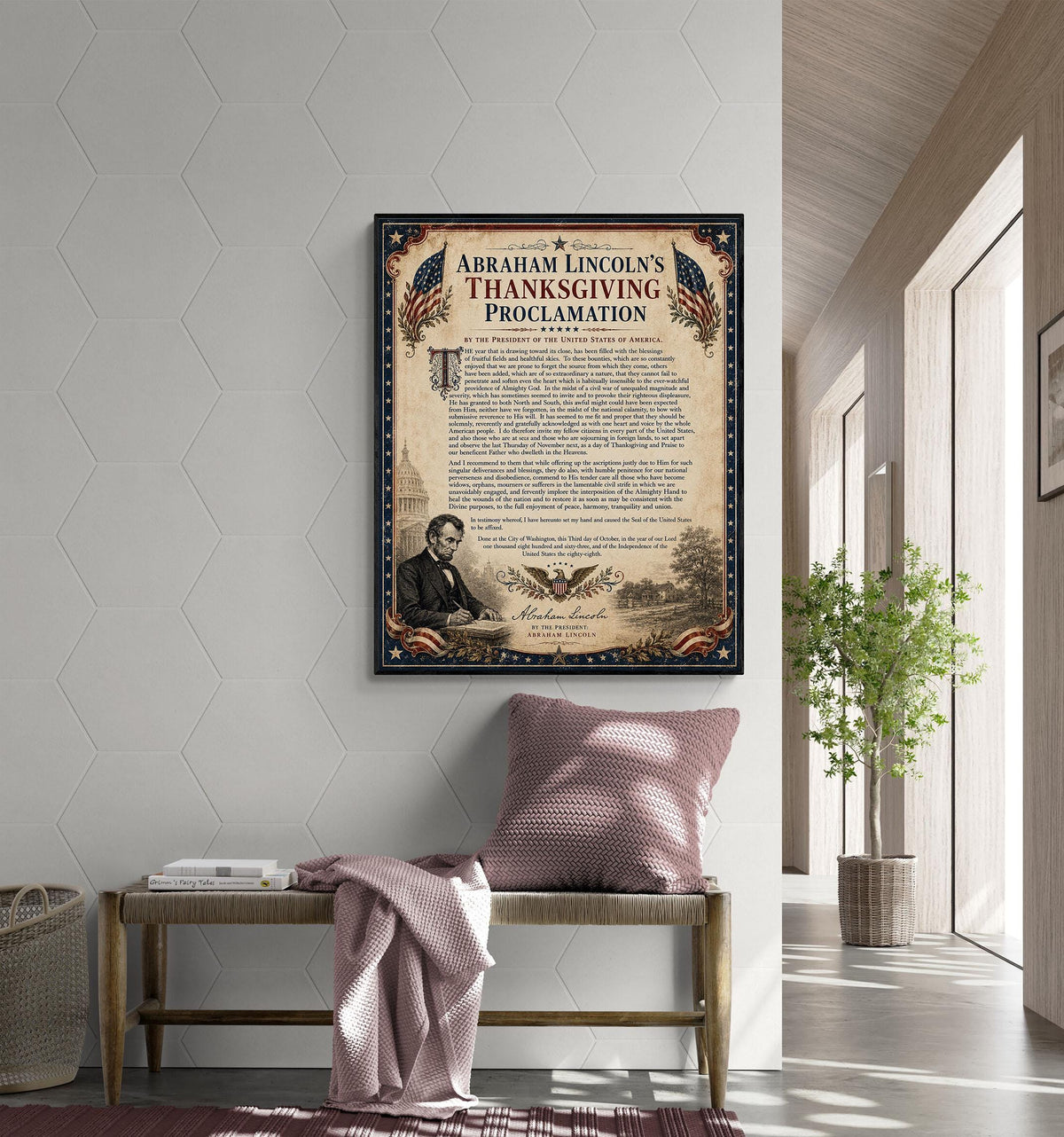 Abraham Lincoln Thanksgiving Proclamation Art Print | Civil War History Quote | Home Decor