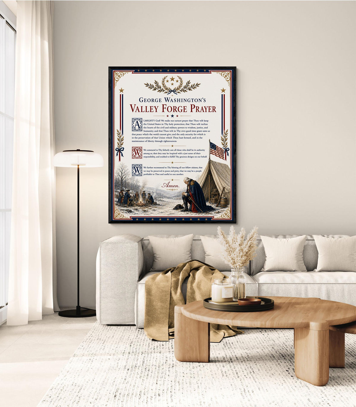 George Washington Prayer Art Print | Valley Forge | American Christian History | USA Home Decor