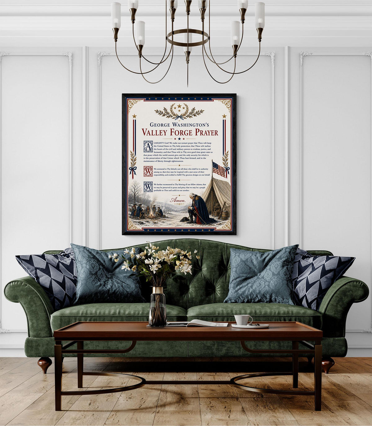 George Washington Prayer Art Print | Valley Forge | American Christian History | USA Home Decor
