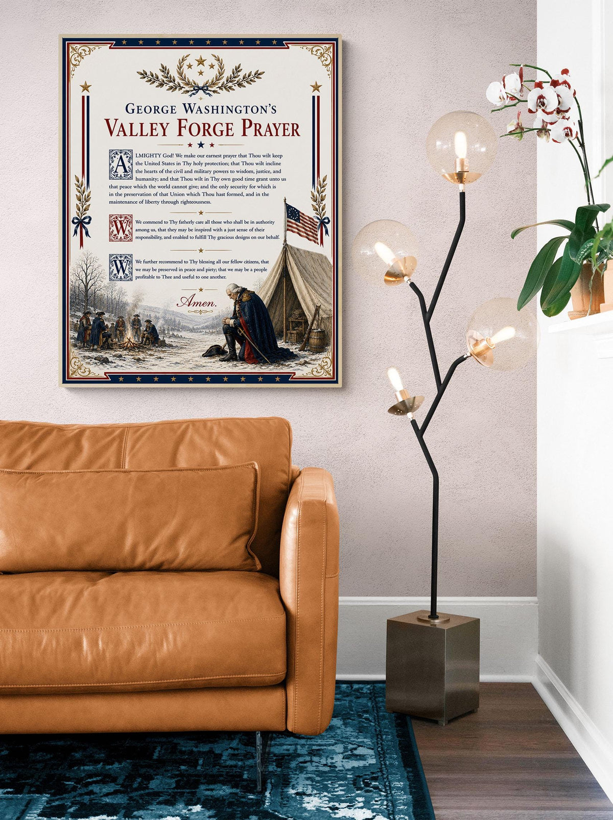 George Washington Prayer Art Print | Valley Forge | American Christian History | USA Home Decor