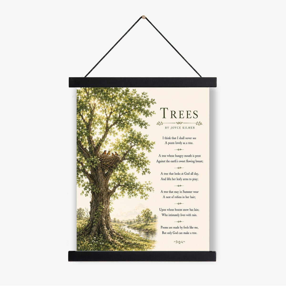 Trees Wall Art Print | Only God Can Make A Tree | Joyce Kilmer Poem | Botanical Landscape | Literary | Inspirational Home Decor