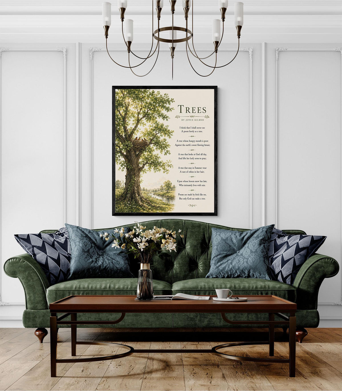 Trees Wall Art Print | Only God Can Make A Tree | Joyce Kilmer Poem | Botanical Landscape | Literary | Inspirational Home Decor