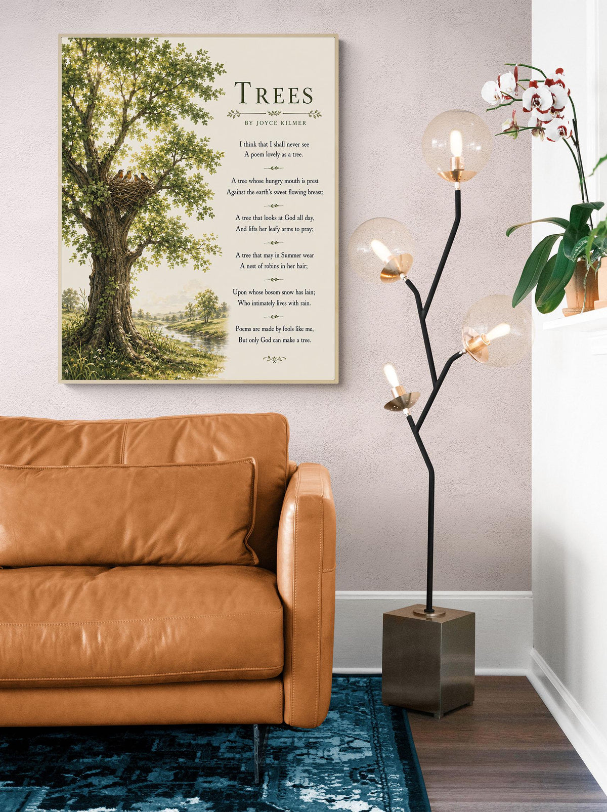 Trees Wall Art Print | Only God Can Make A Tree | Joyce Kilmer Poem | Botanical Landscape | Literary | Inspirational Home Decor