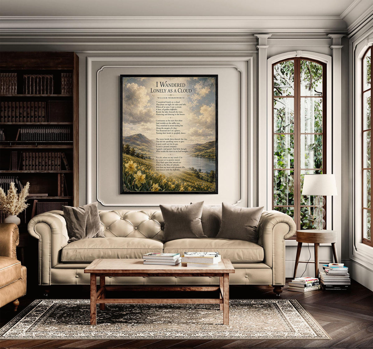 I Wandered Lonely As A Cloud Wall Art Print | William Wordsworth Poem | Botanical Landscape | Literary | Inspirational Home Decor