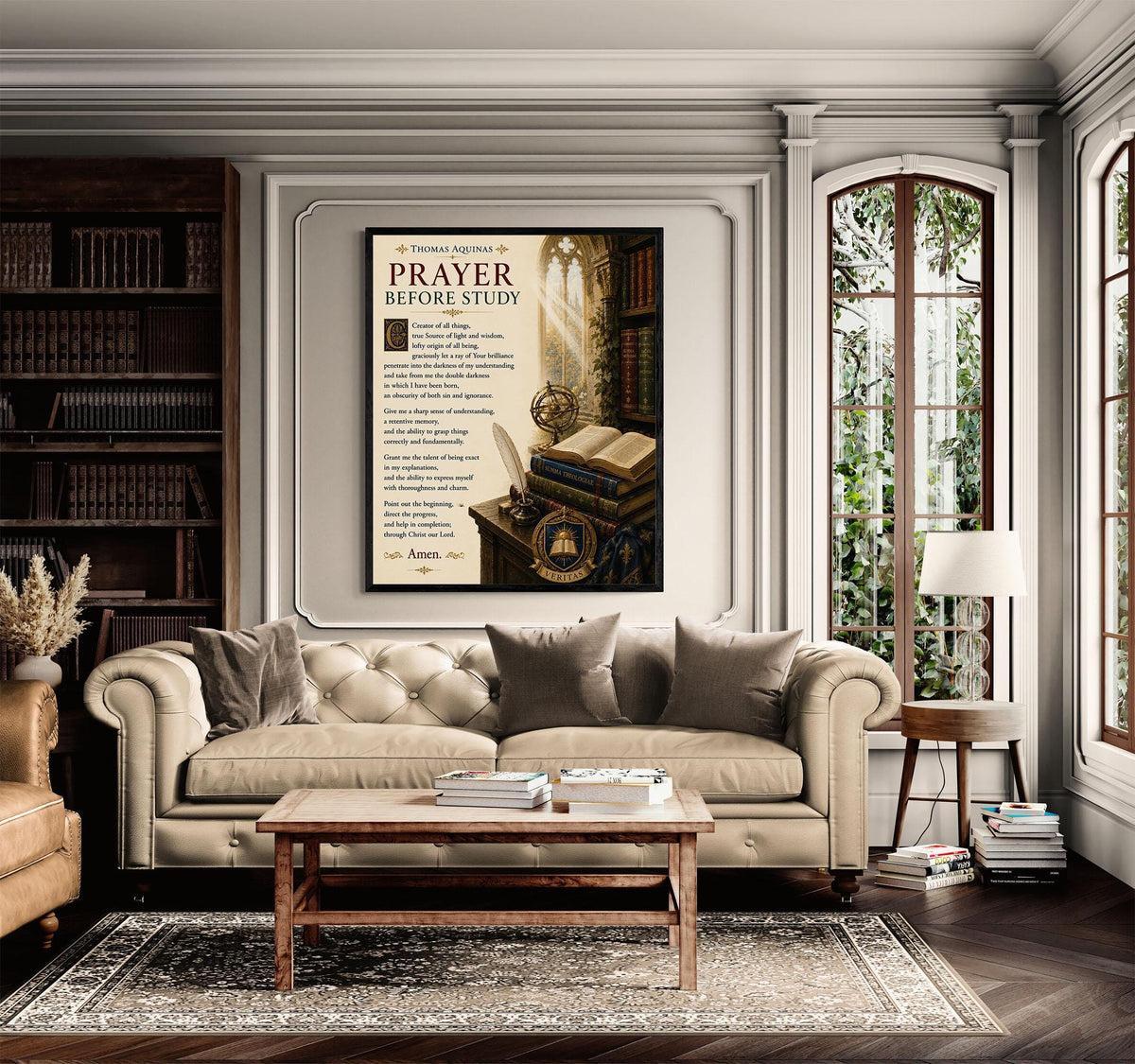 Thomas Aquinas Prayer Before Study Print, Catholic Wall Art, Christian Prayer Poster for Students, Homeschool or Office