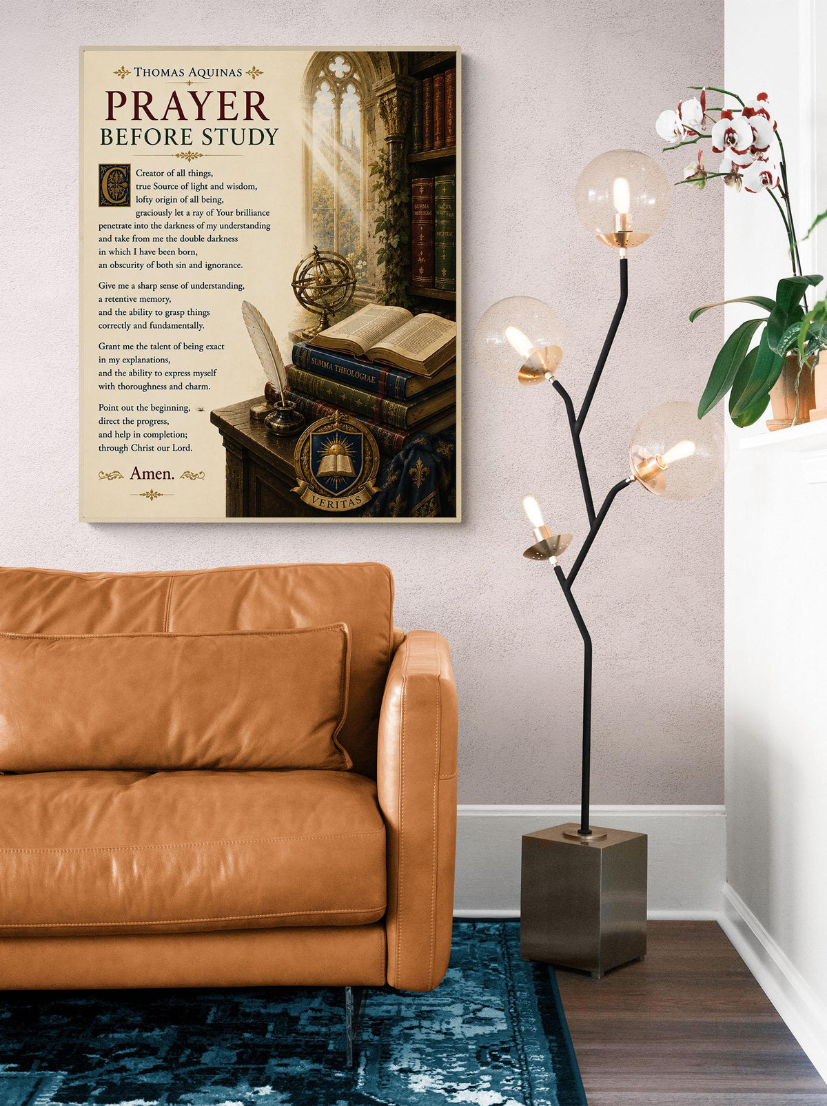 Thomas Aquinas Prayer Before Study Print, Catholic Wall Art, Christian Prayer Poster for Students, Homeschool or Office