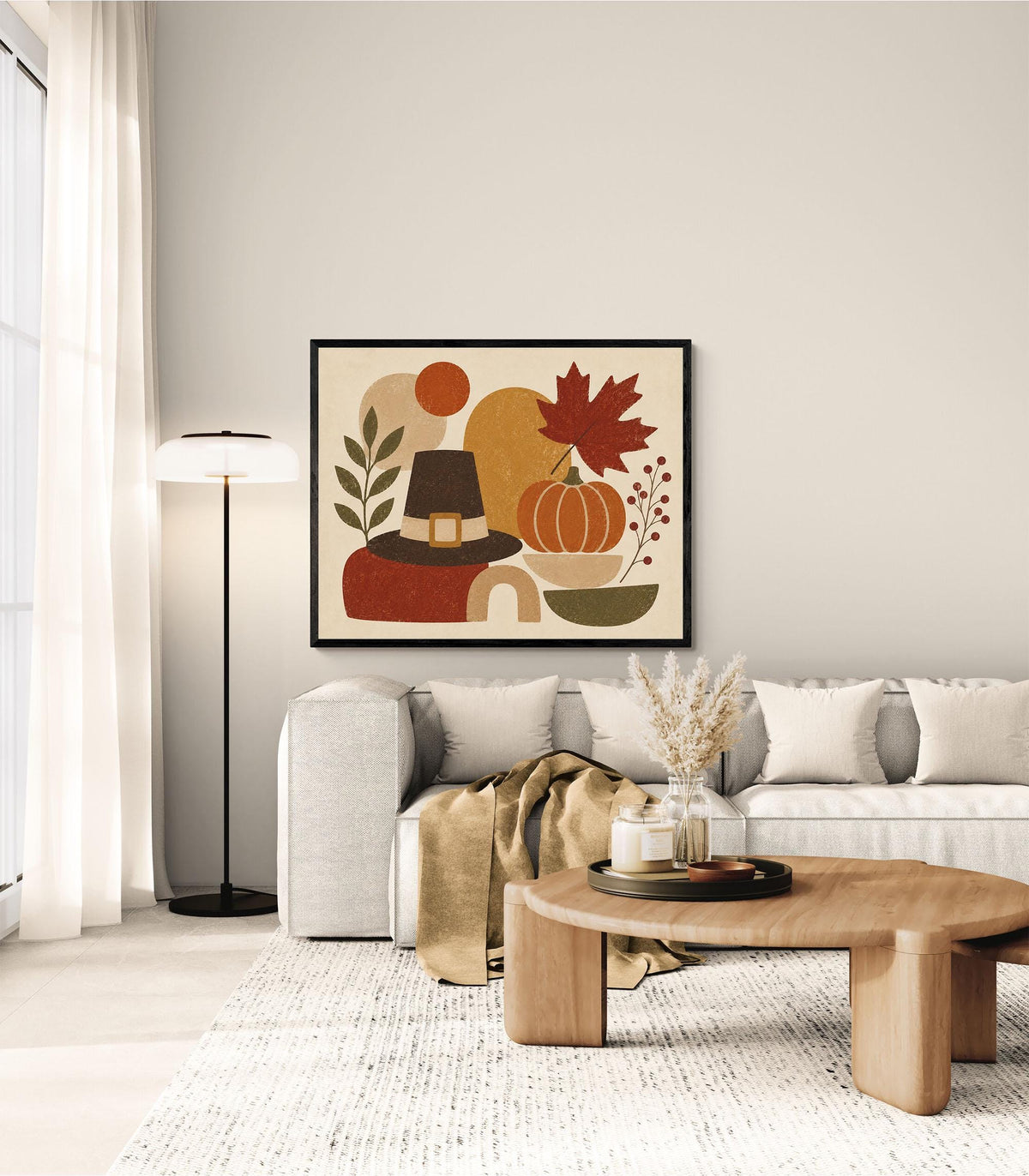 Thanksgiving Art Print | Abstract Pumpkin | Autumn Pilgrim Hat | Fall Home Decor