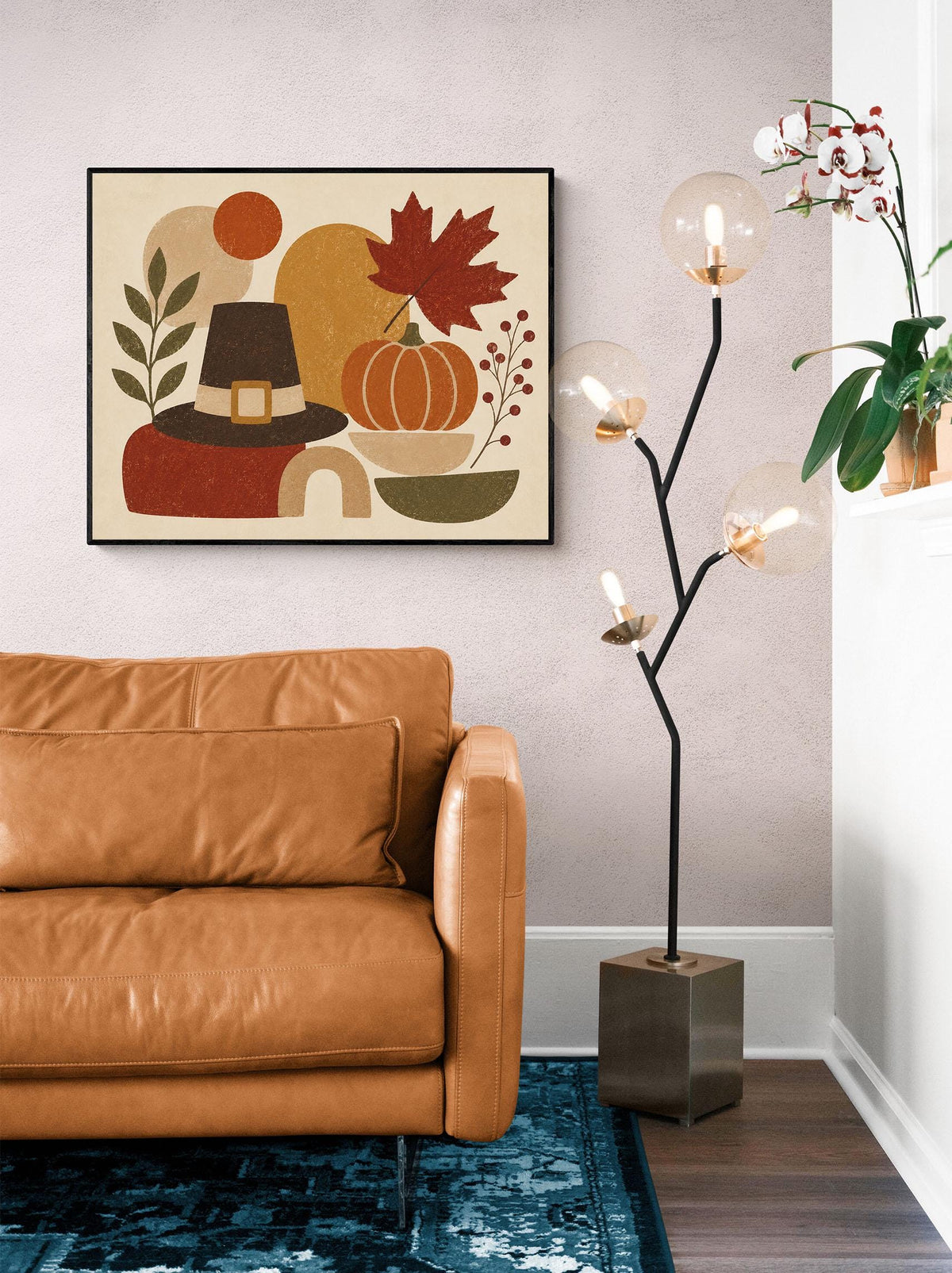 Thanksgiving Art Print | Abstract Pumpkin | Autumn Pilgrim Hat | Fall Home Decor
