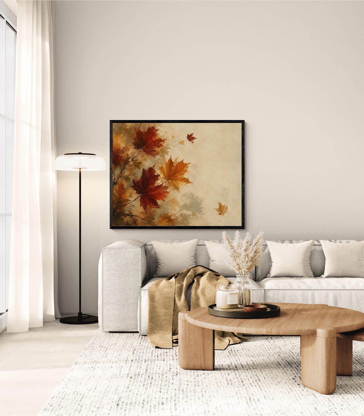 Autumn Leaves Art Print | Fall Maple Leaf | Rustic Neutral | Thanksgiving Home Decor