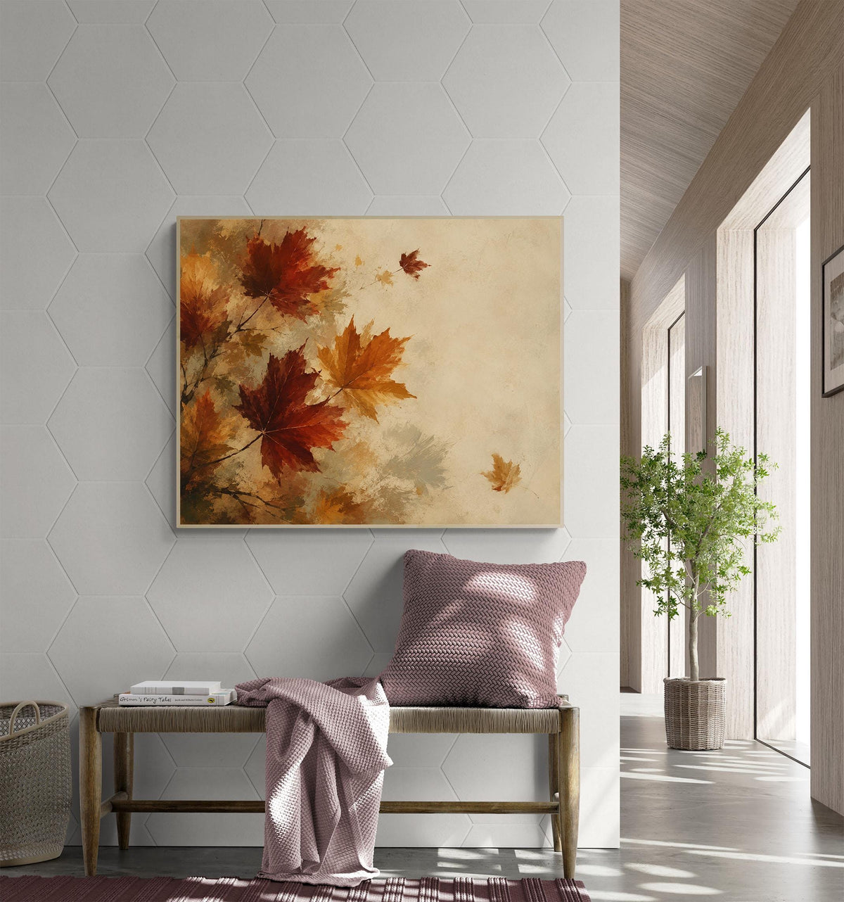 Autumn Leaves Art Print | Fall Maple Leaf | Rustic Neutral | Thanksgiving Home Decor