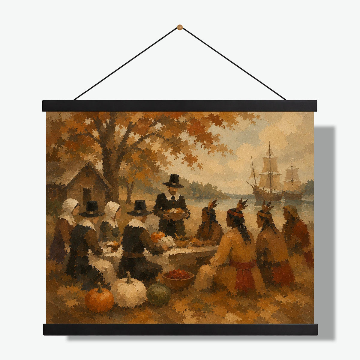 First Thanksgiving Art Print | Pilgrims And Native Americans | Fall | Autumn Home Decor