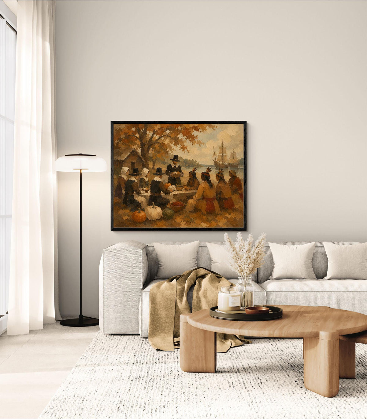 First Thanksgiving Art Print | Pilgrims And Native Americans | Fall | Autumn Home Decor