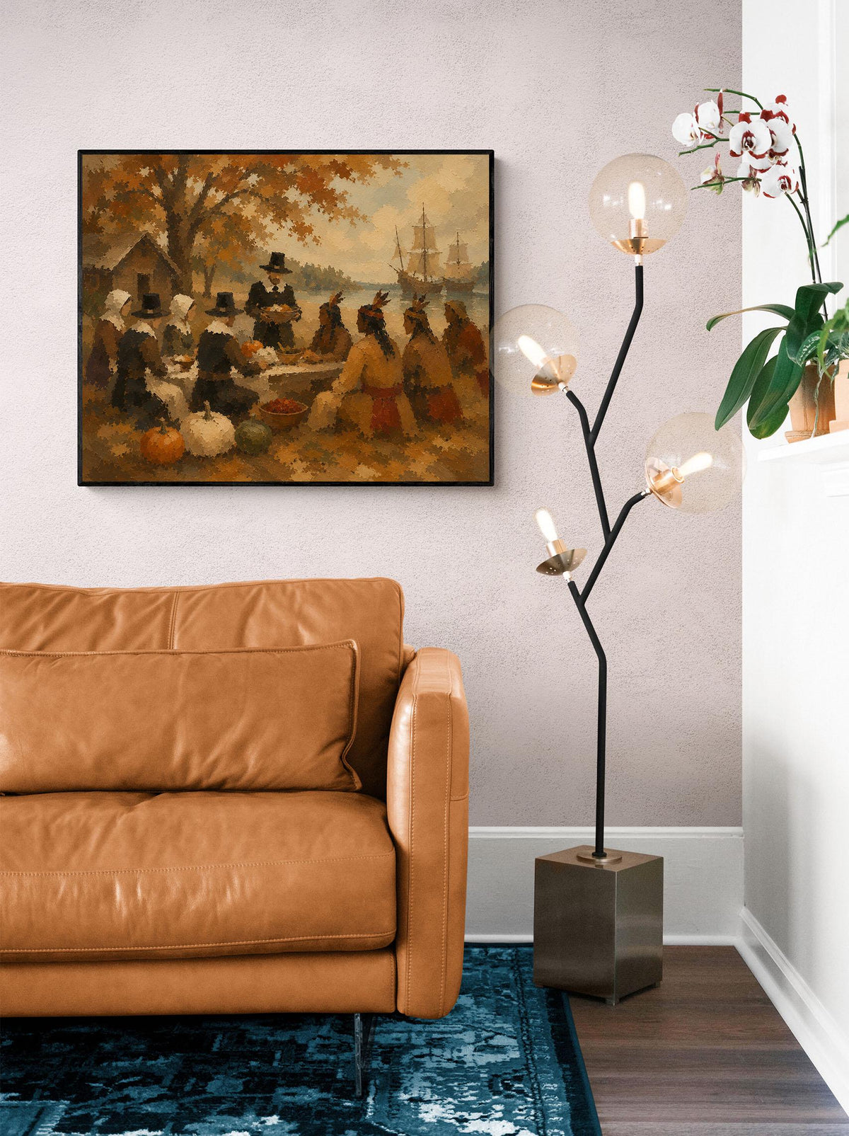 First Thanksgiving Art Print | Pilgrims And Native Americans | Fall | Autumn Home Decor