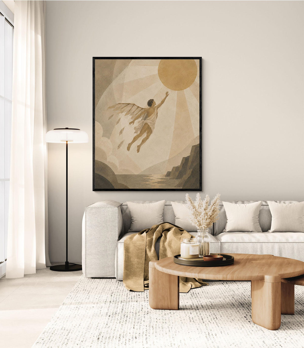 Icarus Flying Too Close To The Sun Art Print | Greek Mythology | Gods and Goddess | Home Decor