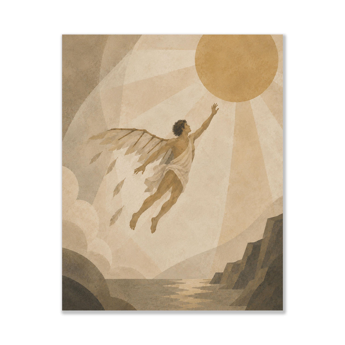 Icarus Flying Too Close To The Sun Art Print | Greek Mythology | Gods and Goddess | Home Decor