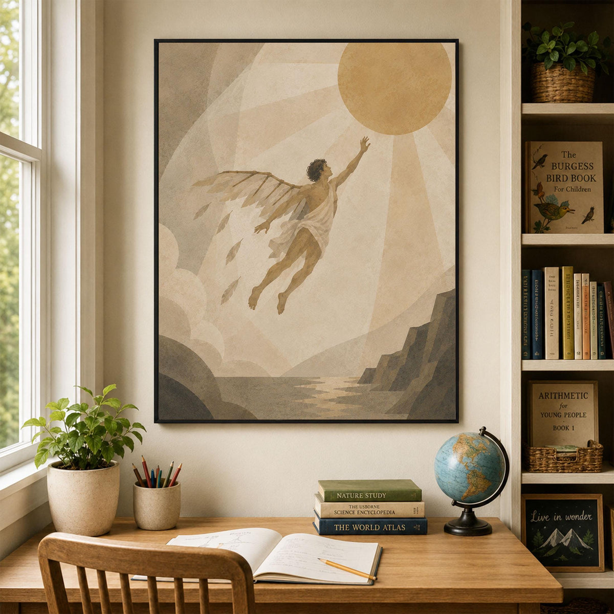 Icarus Flying Too Close To The Sun Art Print | Greek Mythology | Gods and Goddess | Home Decor