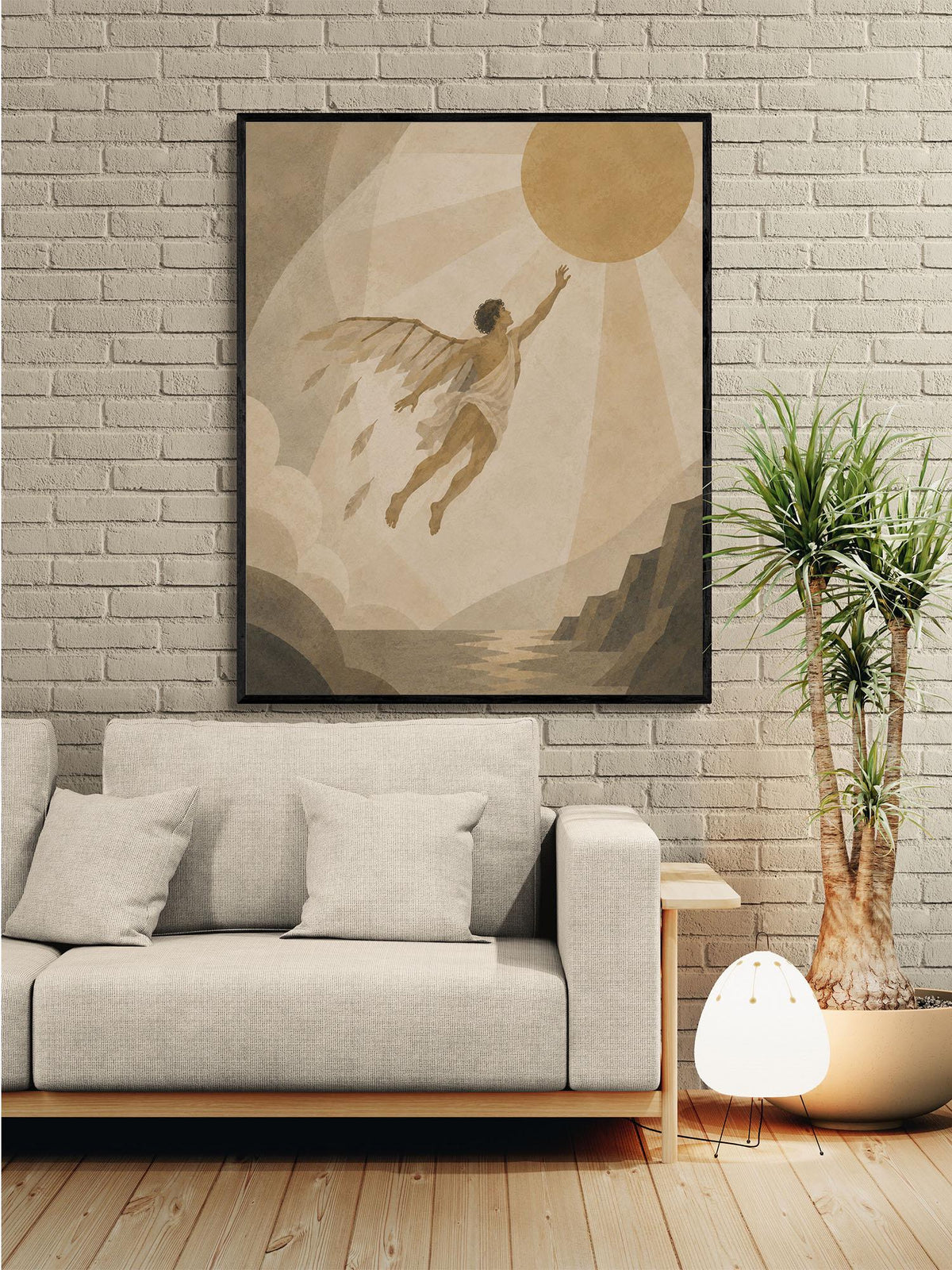 Icarus Flying Too Close To The Sun Art Print | Greek Mythology | Gods and Goddess | Home Decor