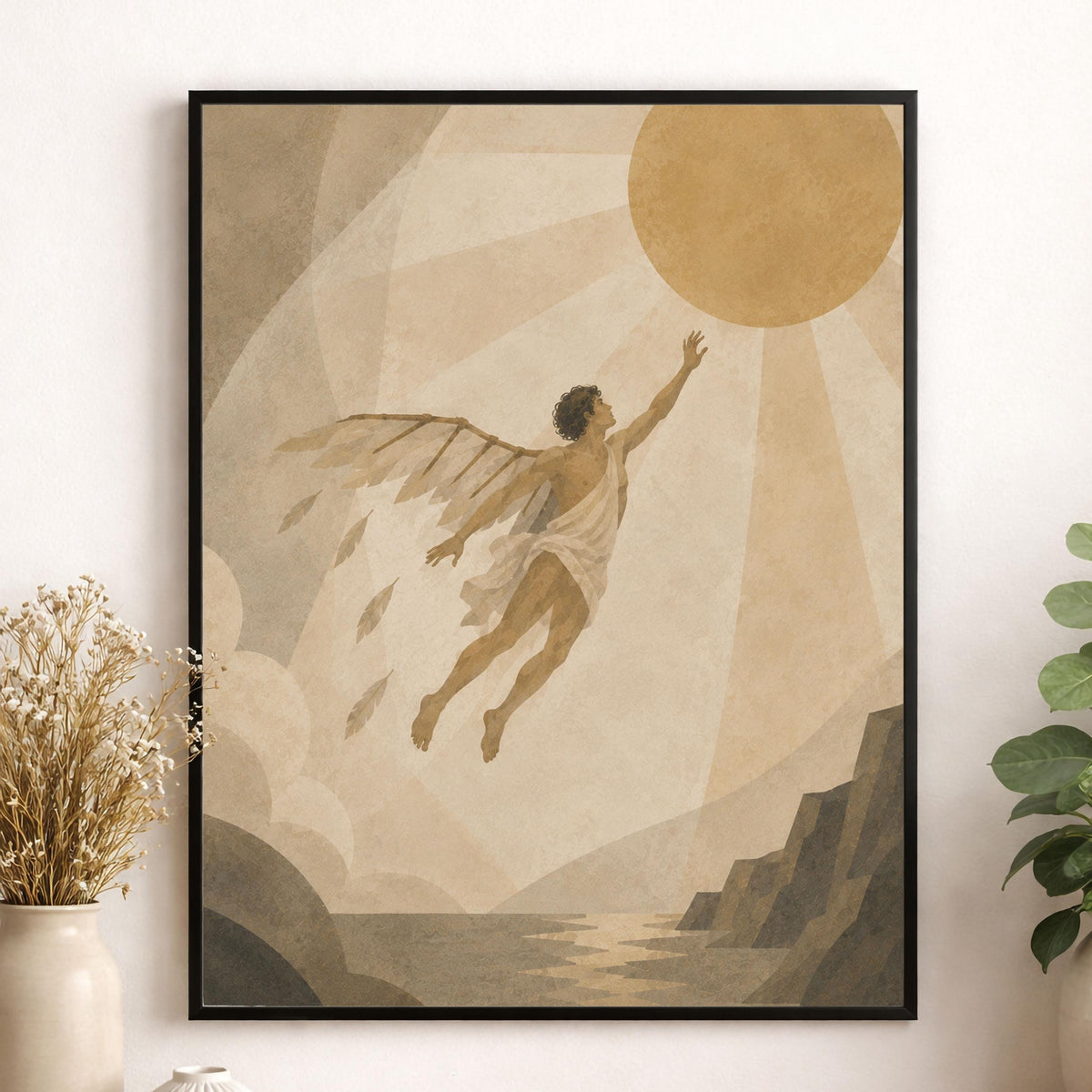 Icarus Flying Too Close To The Sun Art Print | Greek Mythology | Gods and Goddess | Home Decor