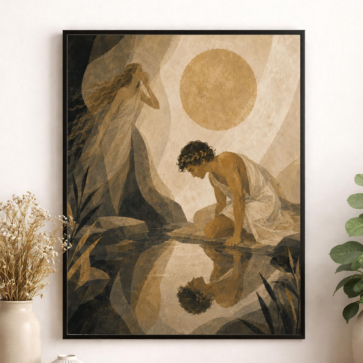 Narcissus And Echo Art Print | Greek Mythology | Gods and Goddess | Home Decor