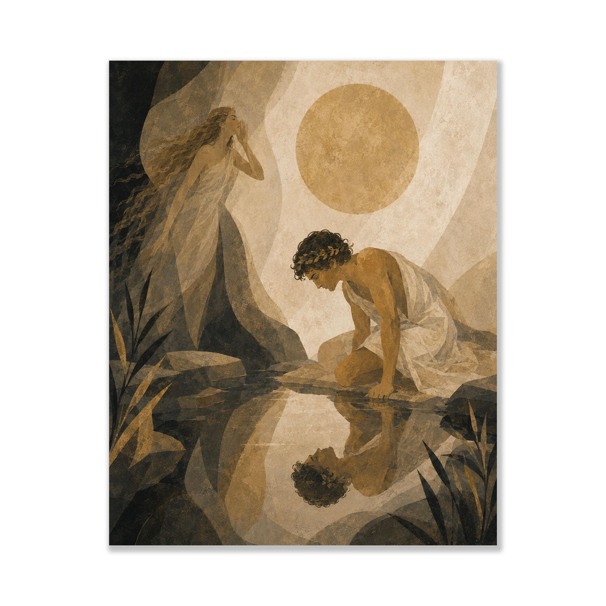 Narcissus And Echo Art Print | Greek Mythology | Gods and Goddess | Home Decor