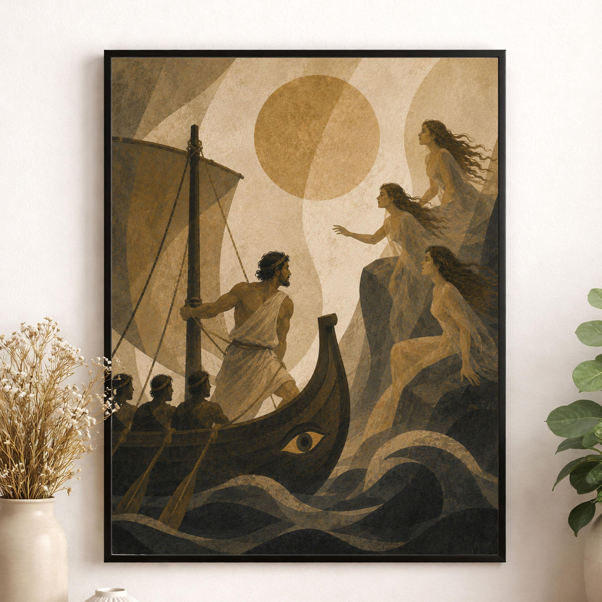 Odysseus And The Sirens Art Print | Greek Mythology | Odyssey Gods and Goddess | Home Decor