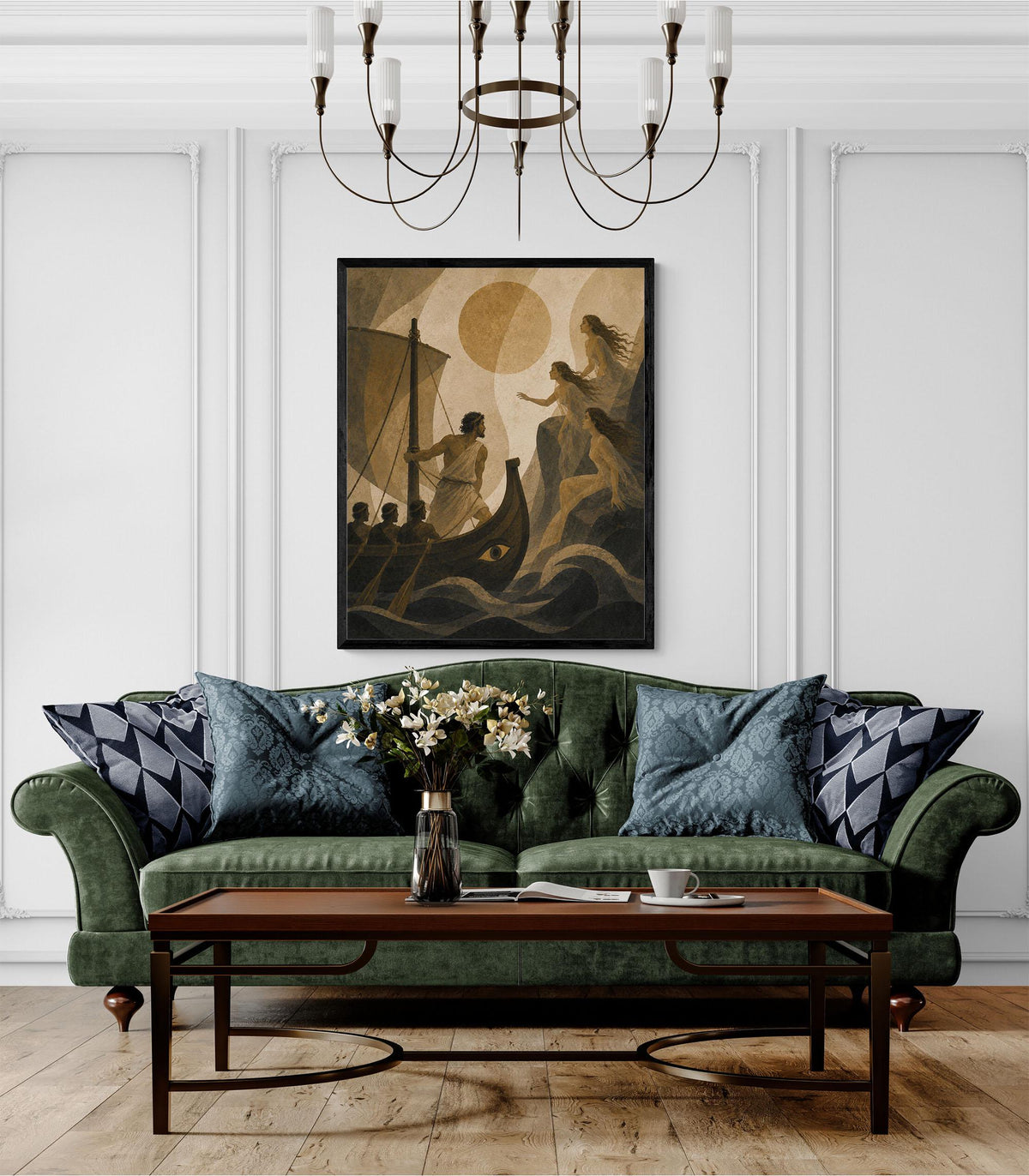 Odysseus And The Sirens Art Print | Greek Mythology | Odyssey Gods and Goddess | Home Decor