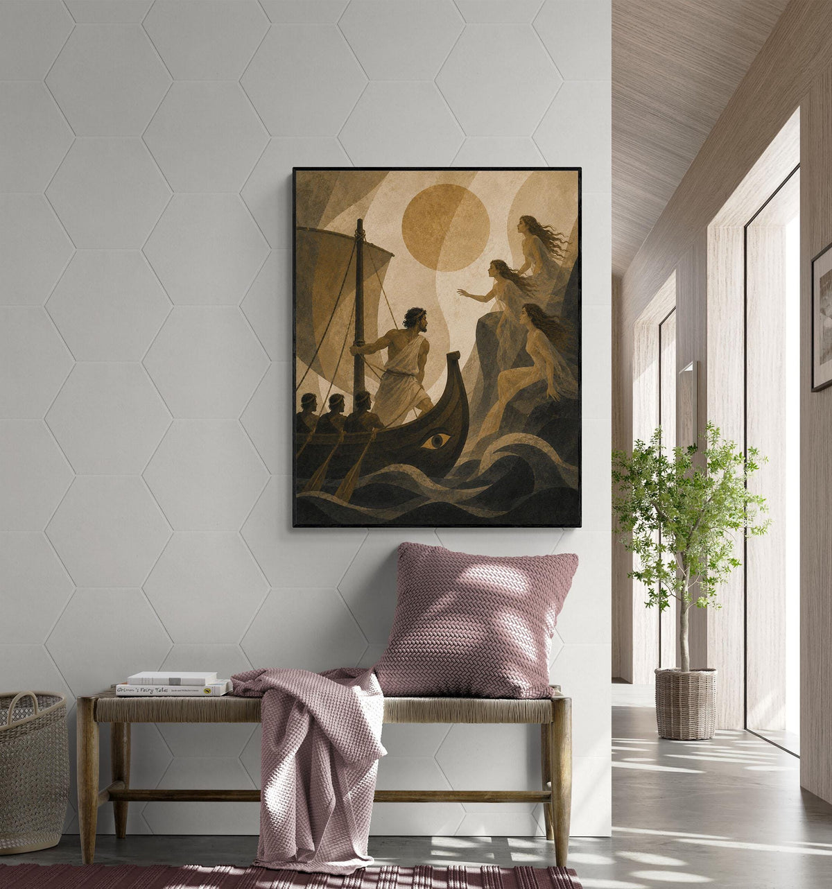 Odysseus And The Sirens Art Print | Greek Mythology | Odyssey Gods and Goddess | Home Decor